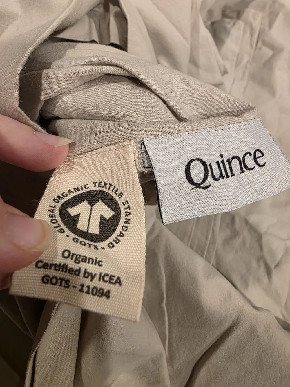Quince Organic Brushed Cotton Duvet Cover - Light Grey - Twin